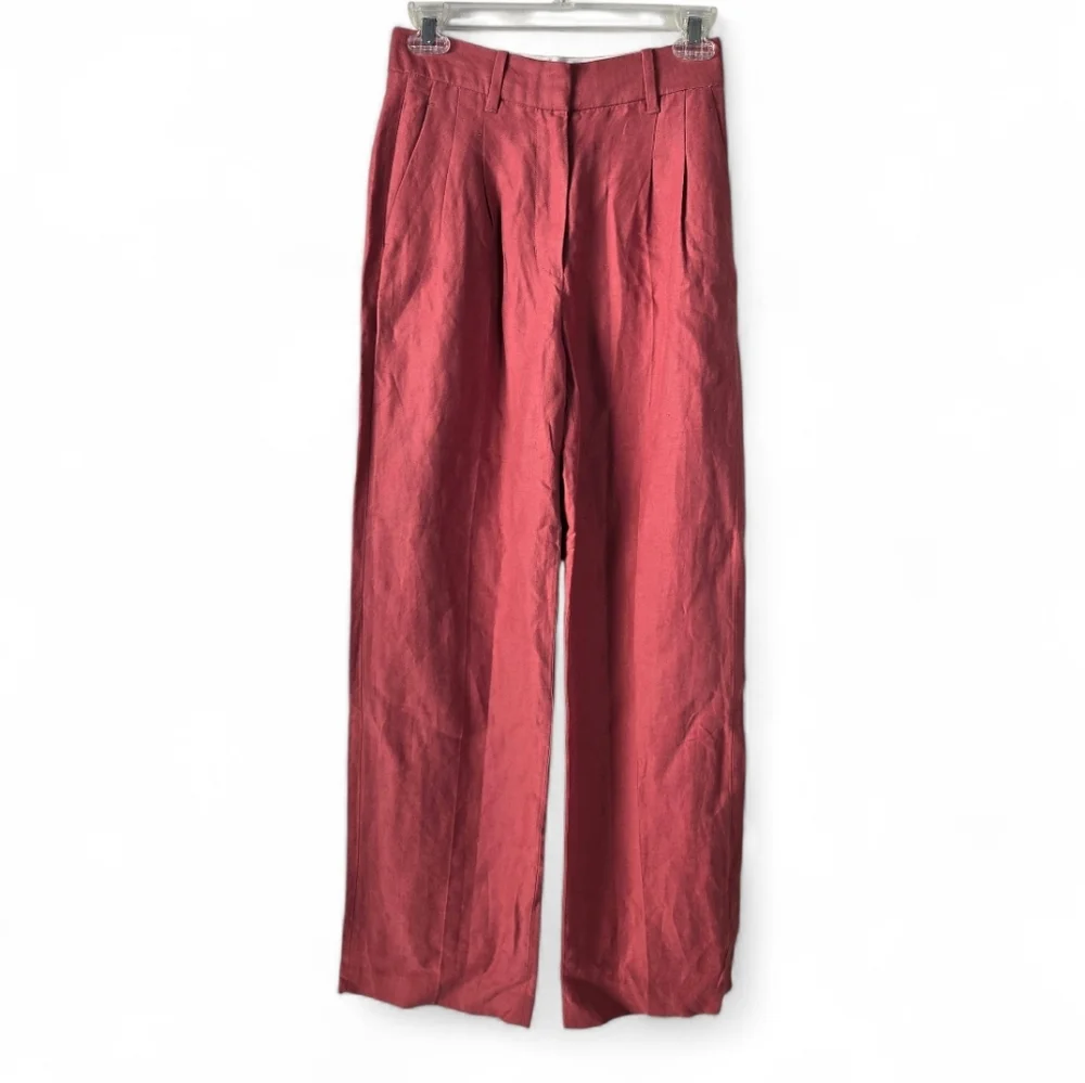 Wilfred The Effortless Pant Linen High Waist Wide Leg 0 Moroccan Spice Pink